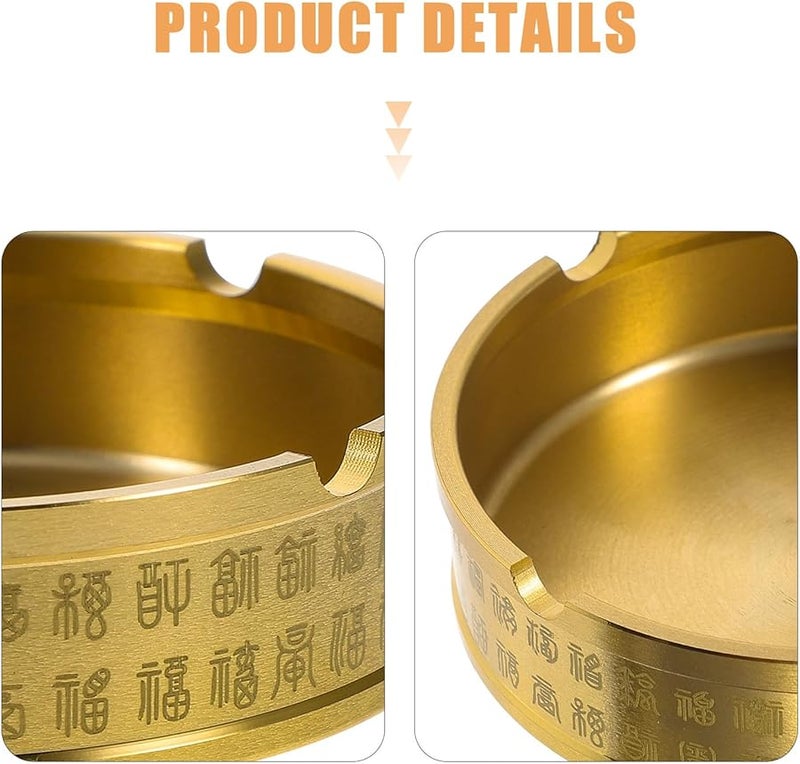 Brass Round Tabletop Ashtray Retro Metal Ash Holder Home Office Decor Smoke Catcher - Image 5